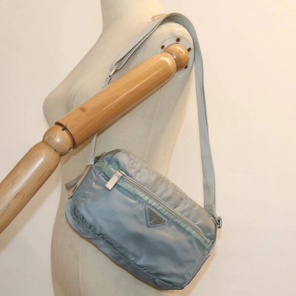 PRADA Shoulder Bag Nylon Light Blue Silver Auth 84645 - Picture 12 of 15